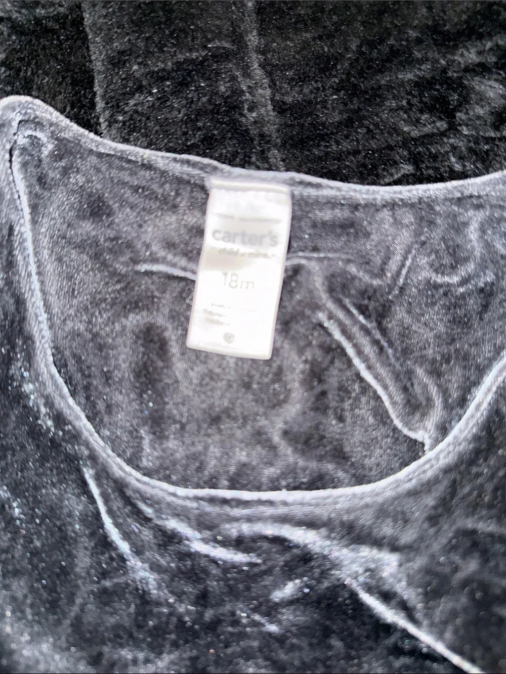 Carter's Velvet Sleeveless Peplum Dress - Charcoal